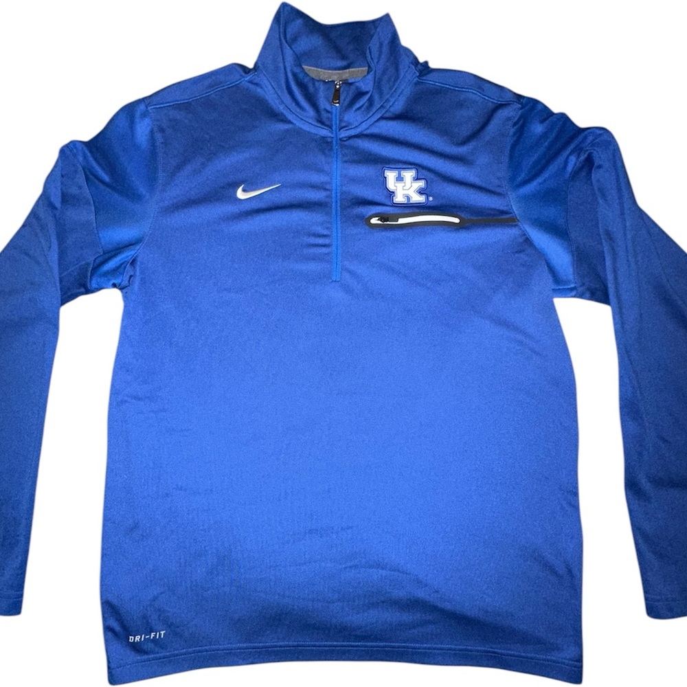 Kentucky Wildcats Shirt Mens Medium Blue NIKE Dri-Fit 1/4 Zip UK Pullover